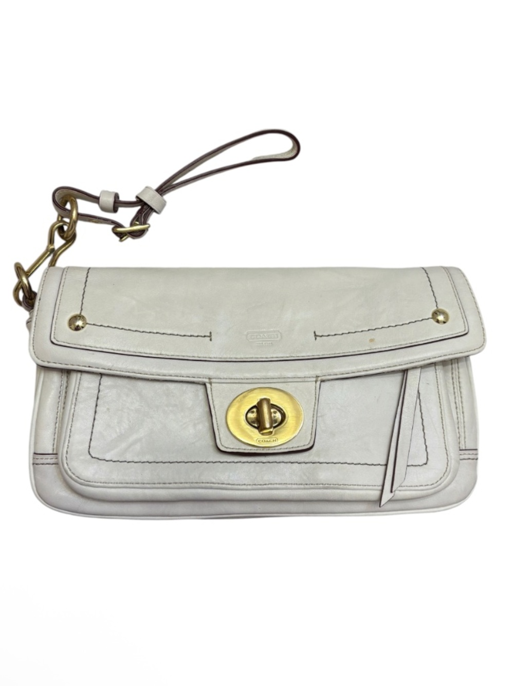 Coach 12450 vintage y2k were white legacy Hamptons turnlock large wristlet bag